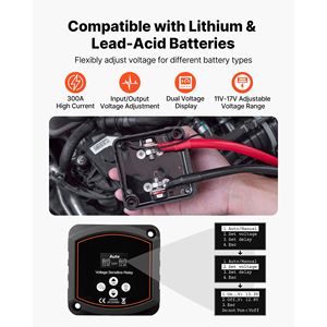 Isolatore per Doppia Batteria 12V 300 Amp, Relè Sensibile alla Tensione VSR Manuale/Automatico con Schermo LCD, Sistema Intelligente di Gestione Batterie - Product Image 1