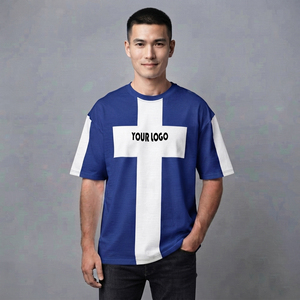 เสื้อยืดโอเวอร์ไซส์ผ้าคอตตอนถักเนื้อหนาพิเศษสำหรับผู้ชาย พร้อมพิมพ์โลโก้ตามสั่ง ระบายอากาศได้ดีและเป็นมิตรกับสิ่งแวดล้อม - Product Image 1