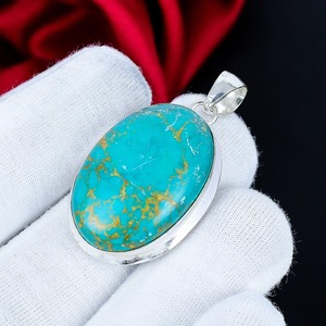 Colgante Ovalado de Turquesa Azul Natural con Engaste de Cobre, Plata de Ley 925, Joyería Artesanal con Piedras Preciosas, Estilo Boho, Venta al por Mayor, OEM, ODM - Product Image 6
