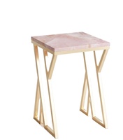 Ensemble de table basse en bois artisanal avec plateau en bois, structure en acier inoxydable, facile à nettoyer, garantie 1 an, élégance de pierres précieuses, design moderne, luxe
