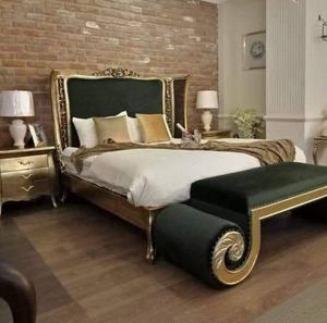 Cadre de lit avec pied de lit en bois massif sculpté à la main, chambre à coucher de luxe, lit king size en bois fait main, meilleur mobilier de qualité supérieure - Product Image 5