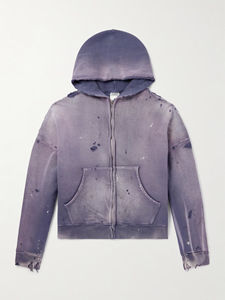 Sweat à capuche zippé surdimensionné vintage en molleton bouclette 400 g/m² de qualité supérieure, délavé et vieilli, avec logo personnalisé - Product Image 4