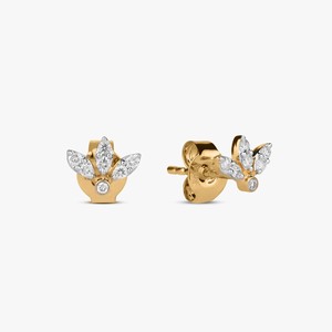 Solitaire Flower <b>Earrings</b> Dainty Elegant Everyday Wear Fine Jewelry Studs Round Cut Lab Grown Diamond Wholesale 14K Solid Gold - Product Image 1