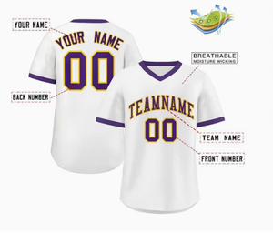 Custom Blank <b>White</b> Purple Classic Style Authentic Pullover Baseball Jersey - Product Image 2