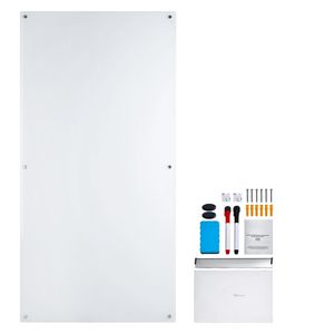 Lavagna Magnetica in Vetro 183x91 cm, Grande Lavagna Senza Cornice da Parete, Lavagna Cancellabile a Secco con Cornice in Alluminio, Vassoio Porta Pennarelli e Gomma - Product Image 1