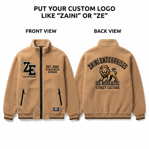 420 GSM Premium Sherpa Polar Fleece <b>Jacket</b> for Stand Collar Full Zip Custom Logo Embossed Chenille Patch <b>Waterproof</b> Men's - Product Image 1