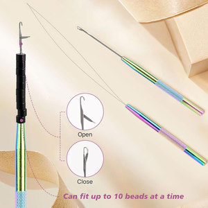 Kit d'extensions capillaires Micro Links professionnel avec pinces, aiguille à boucle, crochet de tirage et outils pour micro-anneaux - Product Image 2
