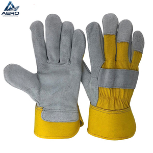 Guantes de Trabajo de Lona Amarilla Resistentes, Transpirables y Cómodos, con Cuero Dividido, de Última Moda, para Protección Industrial de las Manos - Product Image 1