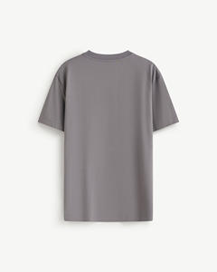 T-shirt en coton tricoté à manches courtes et col rond pour homme, coupe ajustée, grammage lourd, décontracté, écologique, anti-boulochage, infroissable et respirant - Product Image 2