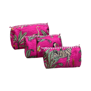 Cotton Quilted <b>Zipper</b> Closure for <b>Bag</b> for Travel | Eco-Friendly Reusable Makeup Cosmetic Organizer Water Resistant Durable - Product Image 2