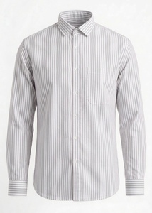 Chemises décontractées pour hommes en polycoton à rayures, coupe classique, col rabattu, séchage rapide, pour le bureau, vente en gros, service OEM, Inde - Product Image 3