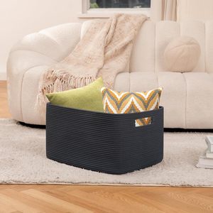 75L Eco-Friendly Modern Woven Cotton Rope <b>Storage</b> Basket 22x17x12 for <b>Drink</b>/Food Use in Living Room Bedroom Nursery - Product Image 2