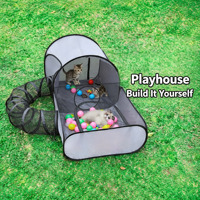 Tente portable pliable pour chat et chien avec tunnel, enclos de jeu, cage, maisonnette extérieure pour animaux de compagnie
