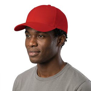 Casquette de baseball rouge à 6 panneaux unisexe en coton ajustée, couleur unie, taille adulte 58-60CM - Product Image 6