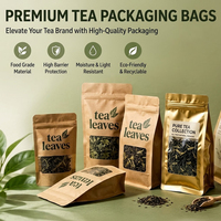 Sachets de thé en vrac personnalisés imprimés en gros, réutilisables, avec soufflet latéral, pochettes verticales pour thé de croissance capillaire avec fenêtre
