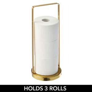 Porte-rouleau de papier toilette moderne en laiton doux sur pied avec base surélevée et poignée de transport, pour rouleaux géants - Product Image 3