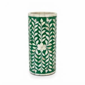 Jarrón Decorativo de Resina de Lujo con Incrustaciones de Hueso y Patrón Floral Azul, Maceta Decorativa de Mesa, Venta al por Mayor, Fabricante Indio, Decoración del Hogar - Product Image 3