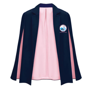 Blazer Cape Jack and Jill pour femme, bleu marine, veste de costume cintrée, tenue élégante et formelle, logo brodé, blazer de bureau élégant - Product Image 1