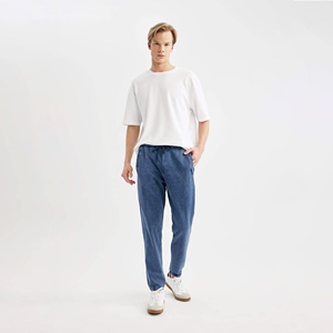 Pantalones de chándal de lavado ácido de algodón 100% de alta calidad para hombres, pantalones de entrenamiento de gimnasio ajustados con técnicas teñidas lisas, pantalones de hombre al por mayor - Product Image 1