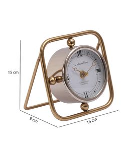 Modern Brass Traditional Desk <b>Clock</b> Circular Jumping Movement Hourly Chiming Needle Display <b>Gold</b> Finish Christmas - Product Image 5