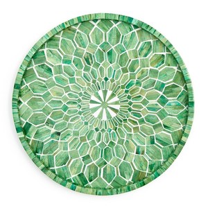 Plateau circulaire en mosaïque d'os vert, pièce d'accentuation décorative moderne pour la maison, design durable, produit artisanal très vendu pour le service et la décoration - Product Image 4