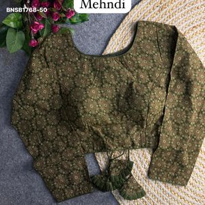 Nueva llegada: Blusa de algodón Ajrakh de alta calidad con estampado uniforme, manga larga, acolchada y con borlas múltiples en la espalda, lista para usar. Proveedor indio. - Product Image 2