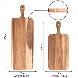 Tabla de Madera de Acacia Ecológica para Servir Pizza y Cortar Pan, con Asa, 1.5 cm de Grosor, Apta para Lavavajillas, Personalizable - Product Image 1