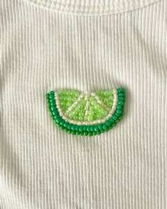 Top de tirantes para mujer con aplique bordado termoadhesivo de cuentas de vidrio hechas a mano con diseño de rodaja de limón, para decoración de ropa y accesorios. - Product Image 1