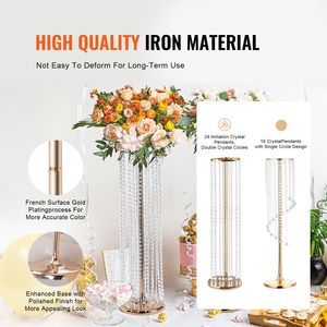 Set di 4 Supporti per Fiori in Cristallo di Lusso Alti 89,99 cm, Vaso in Metallo Dorato con Cristalli per Decorazioni di Eventi e Feste - Product Image 3