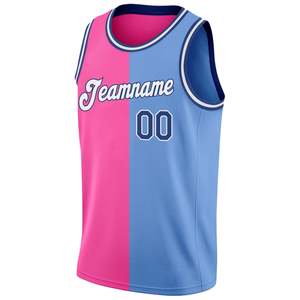 Camiseta de Baloncesto Sublimada Personalizada, Color Rosa y Azul, Malla Transpirable, Unisex, para Adultos, Nombre del Equipo 00 - Product Image 1