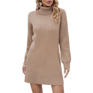 Suéter Cárdigan de Punto Grueso Holgado Informal para Mujer, Otoño Invierno, Cuello Alto, Bordado, Antiarrugas, Diseño Personalizado - Product Image 1