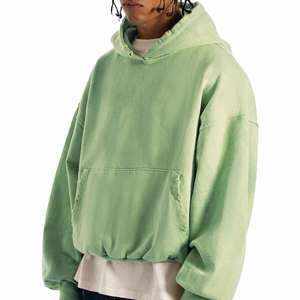Sweat à capuche zippé unisexe en molleton de coton tricoté uni 360g, délavé à l'acide, imprimé personnalisé, chaud, pour homme, style streetwear décontracté, hiver - Product Image 3