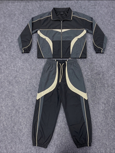 Survêtement décontracté vintage personnalisé pour homme, respirant et léger, avec veste coupe-vent à fermeture éclair intégrale et pantalon de survêtement élastique, style rétro - Product Image 2