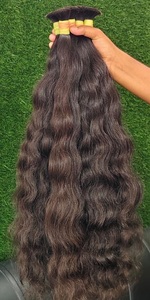 Extensiones de cabello humano ondulado Remy indio Cabello ondulado sedoso natural dibujado solo - Product Image 2