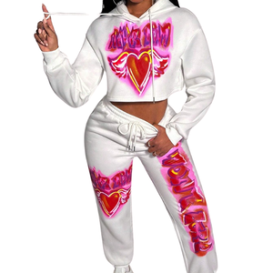 Conjuntos Deportivos Unisex Personalizados con Bordado, Sudadera con Capucha Rosa de Felpa Francesa con Cierre, Traje Deportivo para Mujer - Product Image 2