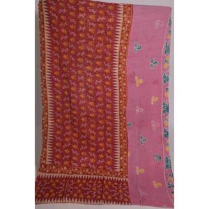 ผ้าห่มกันธาพิมพ์ลายทำมือ เป็นมิตรกับสิ่งแวดล้อม ซักได้ ลายดอกไม้สไตล์วินเทจ ผ้าฝ้ายอินเดีย โบโฮ ผ้าคลุมเตียง ผ้าห่มสองด้าน สำหรับใช้ในบ้าน - Product Image 1