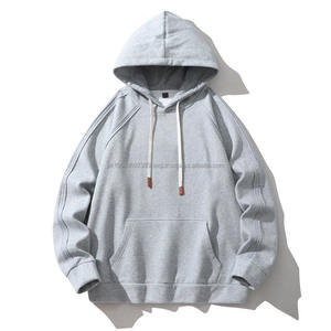 Sudaderas con capucha de cuello redondo informales de manga larga sueltas para hombres europeos y americanos, jersey de Bolsillo grande en blanco con estampado de logotipo personalizado - Product Image 2