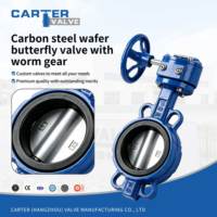 Vanne papillon à engrenage à vis sans fin en acier au carbone WCB, corps à joint souple, commande manuelle, compatible acide, conforme ASME B16.34, OEM