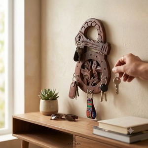 Ensemble de 3 porte-clés muraux en bois rustique sculpté en forme d'ananas avec crochets - Product Image 4