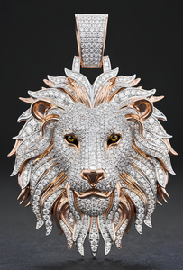 จี้ห้อยคอรูปหัวสิงโตฮิปฮอปประดับเพชรโมอิสซาไนต์  ทองคำขาว 925 ชุบทองคำชมพู สร้อยคอหรูหราดีไซน์รูปหัวสัตว์ - Product Image 3