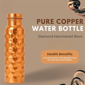 <b>1</b> <b>Litre</b> Copper <b>Water</b> <b>Bottle</b> for Men and Women Pure Copper Leak Proof Easy to Carry Suitable for Yoga School and Office - Product Image 2
