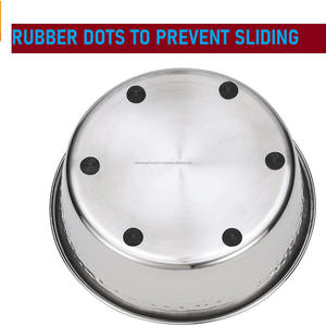 Bols de créateur décoratifs martelés-plats pour chiens et chats de Style luxueux (grands, en acier inoxydable) - Product Image 2