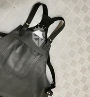 Tablier en cuir marron unisexe avec fermeture à boutons pour restaurant et bar