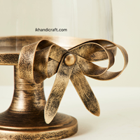 Offre Spéciale : Présentoir à Gâteaux et Cupcakes 4 Pièces en Métal Bronze Vintage avec Dôme en Verre, Plateau CLOCHETTE ROSETTE, Qualité Alimentaire, Personnalisable pour Mariages et Fêtes