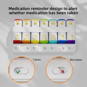 Organizzatore Portatile di Medicinali Giornalieri AM/PM, Portapillole Settimanale da Viaggio per 7 Giorni con Funzione Doppio Orario per Conservazione Vitamine - Product Image 3