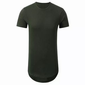 Camiseta larga con dobladillo curvo de última moda para hombre, estilo urbano, poliéster de secado rápido, camiseta larga para gimnasio. - Product Image 6