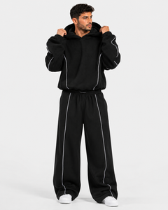 Wholesale Men's <b>Black</b> Contrastline Hoodie's Casual Oversized Breathable Men's <b>Sweatshirts</b> Premium Fleece Men's Pullover Hoodie's - Product Image 6