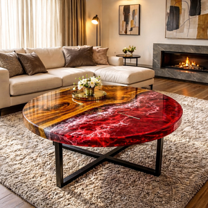 Luxury <b>Epoxy</b> Resin River Coffee <b>Table</b> Handmade Wood and Resin Center <b>Table</b> for Modern Living Room Decor - Product Image 2