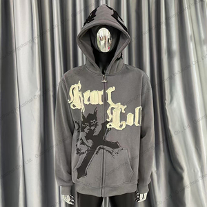 เสื้อฮู้ดดี้ผ้าคอตตอนหวี 100% หนานุ่ม สั่งทำ OEM สำหรับผู้ชาย แฟชั่นสตรีทแวร์ พิมพ์ลาย DTG พร้อมงานปัก - Product Image 2