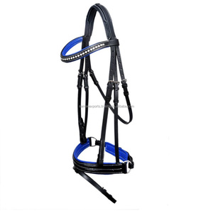 <b>Top</b> Exclusive Handmade Leather Horse Bridle With Padded Nose Part And <b>Crystallized</b> Brow Band Design Manufacturer Supplier - Product Image 2